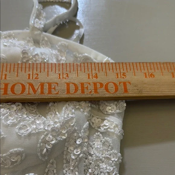 Lulus Momentous Love White Beaded Bustier Mesh Mermaid Maxi Dress Size Large - Picture 10 of 16